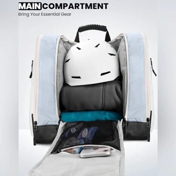 NWT 38L Ski Boot Bag, Boot Backpack with Waterproof Bottom for Ski Helmet - Picture 3 of 12
